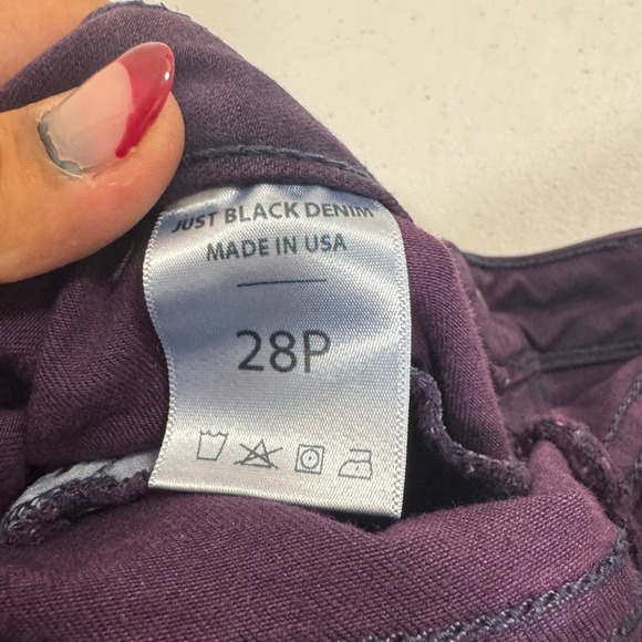 Just Black Denim Womens 28P Skinny Jeans Deep Purple Made in USA Petite Stretch - Picture 6 of 6